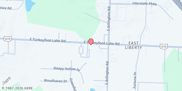 Map showing River of Life Assembly of God at 772 E. Turkeyfoot Lake Rd., Green, OH