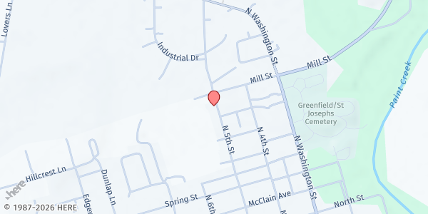 Map showing Greenfield Area Christian Center at 912 North 5th St., Greenfield, OH