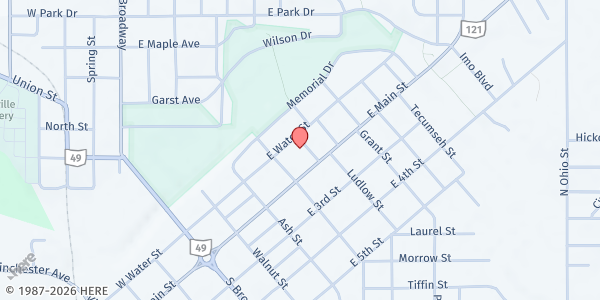 Map showing Grace Resurrection Community Center at 433 East Water St, Greenville, OH