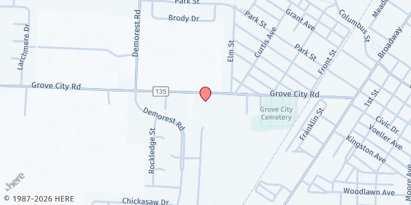 Map showing Southwestern Church of Christ at 3767 Grove City Road, Grove City, OH