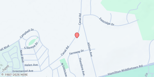 Map showing Allison Avenue Baptist at 5915 Allison Ave, Hamilton, OH