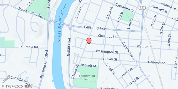 Map showing Open Door Pantry at 800 South Front St., Hamilton, OH