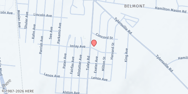 Map showing Princeton Pike Church of God-West at 1850 Tuley Rd., Hamilton, OH