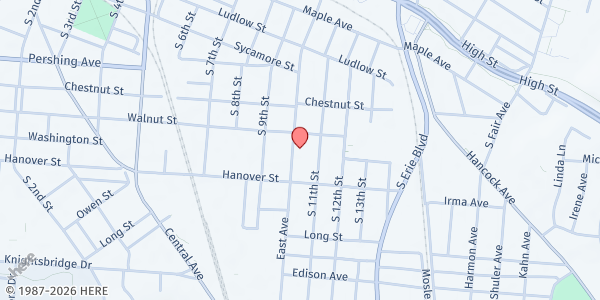 Map showing Serve City - Hamilton Location at 622 East Ave., Hamilton, OH