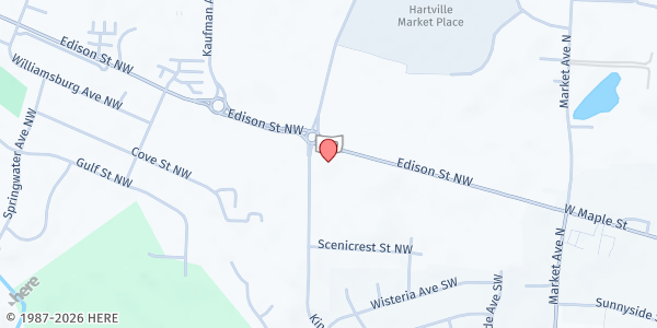 Map showing BeTheChurch Ministry Inc. at 1250 Edison St NW, Hartville, OH