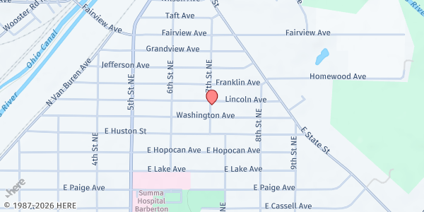 Map showing BeTheChurch Ministry Pantry at 1250 Edison St NW, Hartville, OH