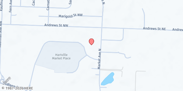 Map showing Lake Township FISH Main Pantry at 13155 Market Ave N, Hartville, OH
