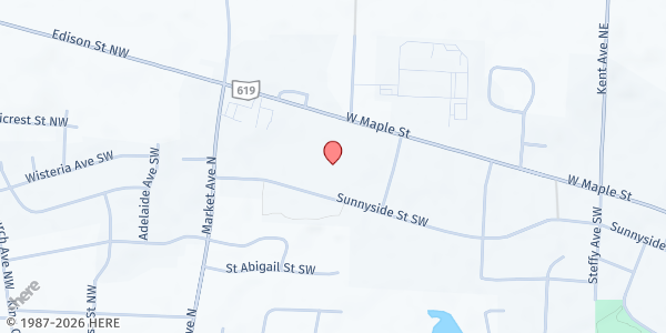 Map showing Lake Township FISH South Gate Entrance at 1117 Sunnyside St, Hartville, OH