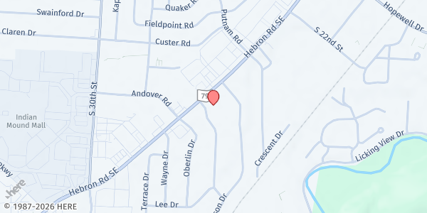 Map showing Christ Lutheran Church at 732 Hebron Road, Heath, OH