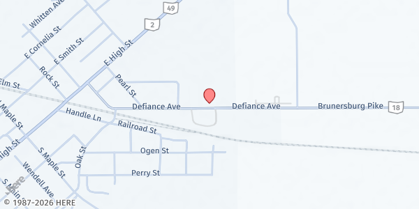 Map showing Lifeline Connect Baptist Church at 411 Defiance Ave., Hicksville, OH