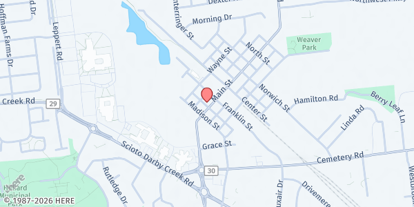 Map showing Legacy Smokehouse at 3987 Main Street, Hilliard, OH