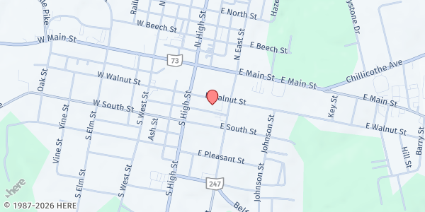 Map showing Saturday Lunch - Hillsboro at 133 East Walnut Street, Hillsboro, OH