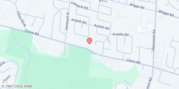 Map showing Bible Community Church at 3880 Clime Road, Hilltop, OH