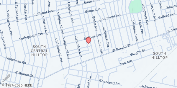 Map showing CAP City Athletics at 639 Whitethorne Avenue, Hilltop, OH