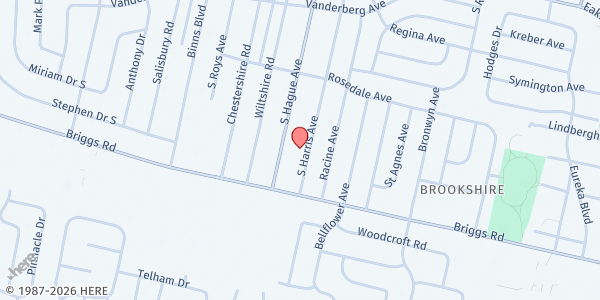 Map showing Crossroads United Methodist Church Food Pantry at 1100 South Hague Avenue, Hilltop, OH