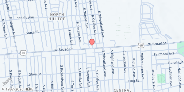 Map showing Feed My Sheep Ministries at 2364 West Broad Street, Hilltop, OH