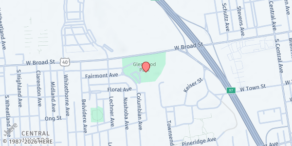 Map showing Glenwood Rec Center at 1888 Fairmont Avenue, Hilltop, OH