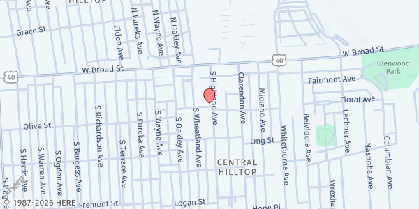 Map showing Highland Youth Garden at 85 South Highland Avenue, Hilltop, OH