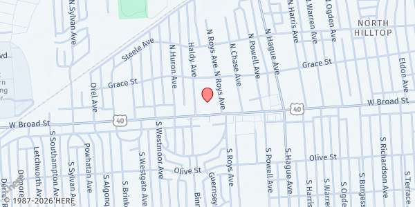 Map showing Hoge Memorial Presbyterian Church - Food Pantry at 2930 West Broad Street, Hilltop, OH