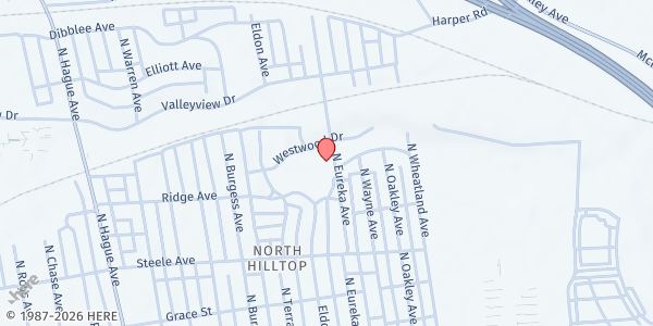 Map showing Holton Community Center - Mobile Market at 303 North Eureka Avenue, Hilltop, OH