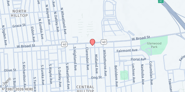 Map showing St. Aloysius Community Outreach at 2165 West Broad Street, Hilltop, OH