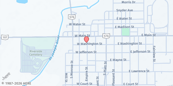 Map showing Helping Hands Food Pantry at 309 W Washington St, Holiday City, OH