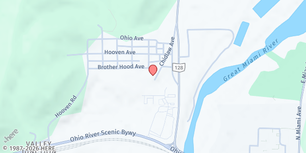 Map showing City of Refuge at Hooven-Joyful Harvest at 4317 Chidlaw Ave., Hooven, OH