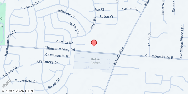 Map showing St. Peter Catholic Church at 6161 Chambersburg, Huber Heights, OH
