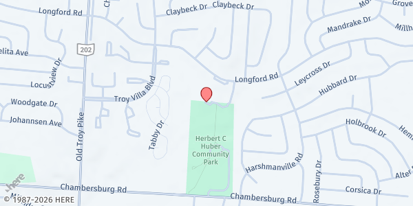 Map showing Wanye Township FISH Food Pantry at 5758 Harshmanville Rd, Huber Heights, OH