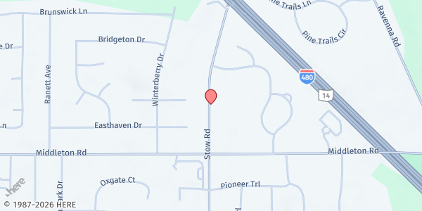 Map showing Hudson Community Service Association Food Pantry at 7855 Stow Rd, Hudson, OH