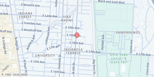 Map showing Neighborhood Services Inc. Food Pantry at 1950 North 4th Street, Indianola Terrace, OH