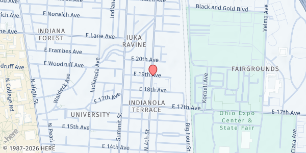 Map showing NSI Pantry at 1950 North 4th Street, Indianola Terrace, OH