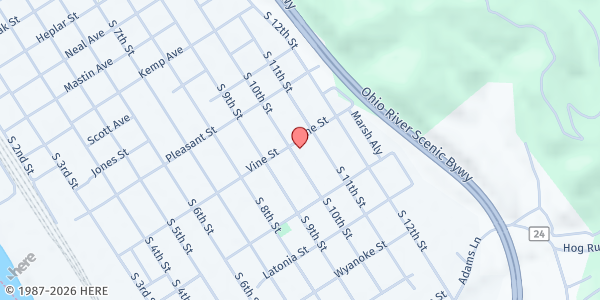 Map showing Church of Christ Food Pantry at 2503 S. 10th St., Ironton, OH