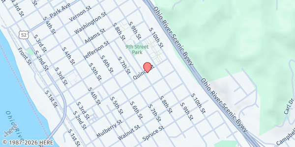 Map showing New Jerusalem Christian Center at 804 Quincy Street, Ironton, OH