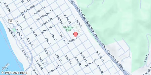 Map showing Rise Above with New Jerusalem Food Pantry at 817 Quincy St, Ironton, OH