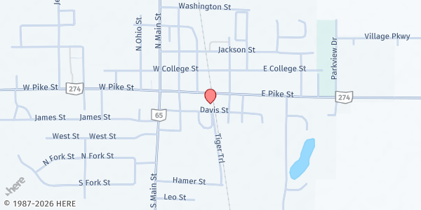 Map showing Fish Pond Food Pantry at JC Family Life Center at 310 Davis St., Jackson Center, OH