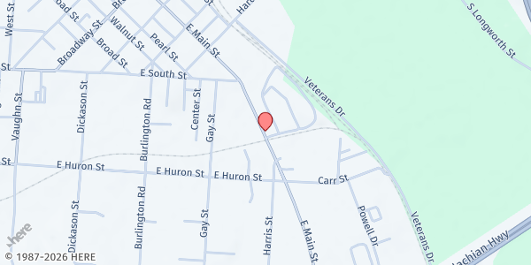 Map showing The Food Program and Clothesline of Jackson at 323 E. Broadway St., JACKSON, OH