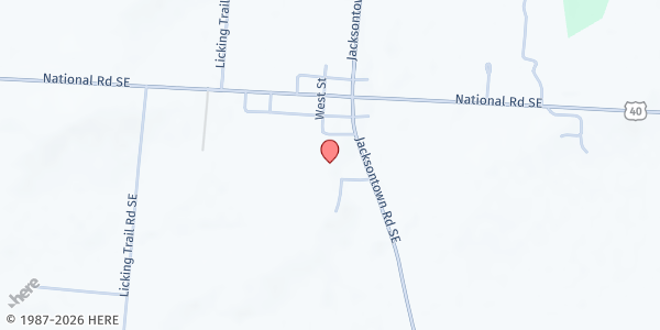 Map showing Jacksontown UMC at 9350 Jacksontown Road, Jacksontown, OH
