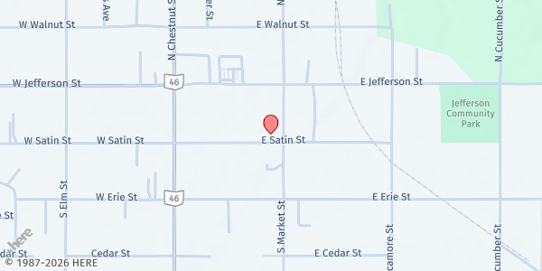 Map showing St Paul's Lutheran Church at 89 E Satin St, Jefferson, OH