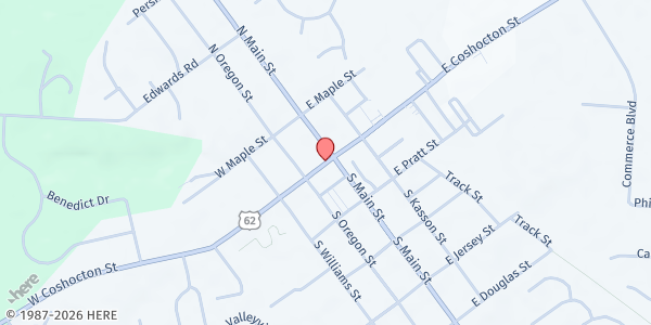 Map showing Faithcare Food Pantry at 140 Platt Street, Johnstown, OH