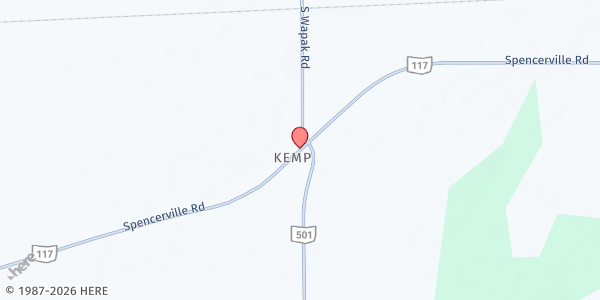 Map showing Good Ground WM Food Pantry at 5300 Spencerville Rd., Kemp, OH