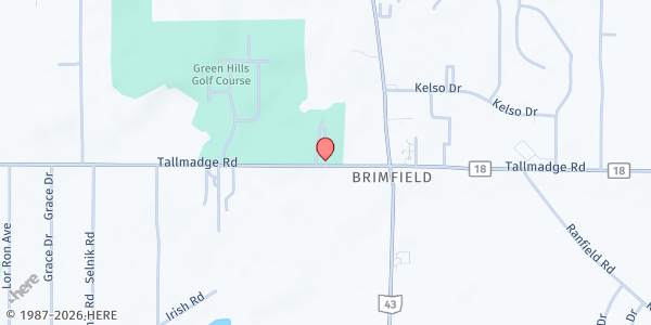 Map showing Brimfield Community Cupboard - Kent at 1235 Tallmadge Rd, Kent, OH