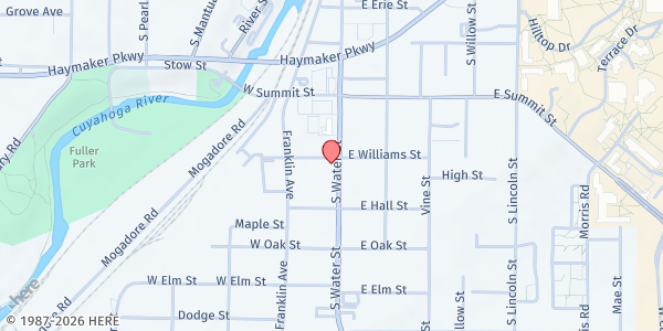 Map showing Trinity Lutheran Church- The Lord's Pantry at 600 S. Water St., Kent, OH