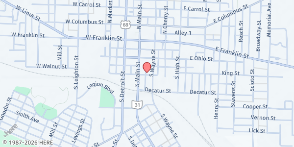 Map showing Neighborhood Opportunity Center at 115 E. Walnut St., Kenton, OH