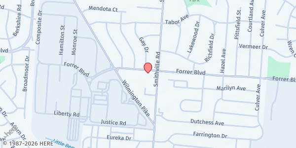 Map showing Central Christian Church at 1200 Forrer Blvd., Kettering, OH