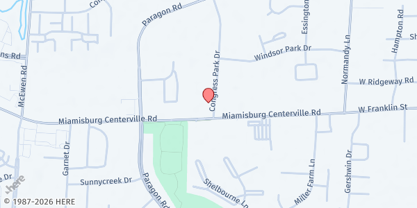 Map showing Harmony Creek Church at 5737 Bigger Rd., Kettering, OH