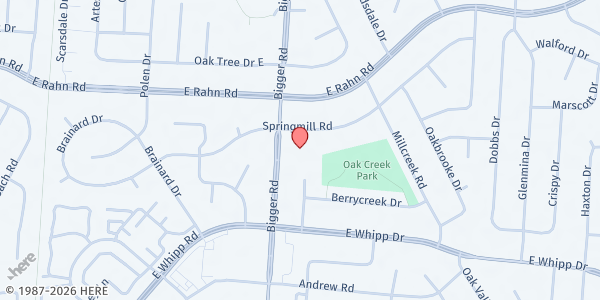 Map showing Harmony Creek- Feeding Friends at 5280 Bigger Rd., Kettering, OH