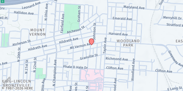 Map showing Alumni Chapter of Kappa Alpha Psi Fraternity, Inc. - King-Lincoln Bronzeville at 1461 Mount Vernon Avenue, King-Lincoln Bronzeville, OH