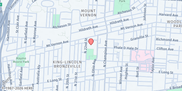 Map showing CHAMPION MIDDLE SCHOOL at 284 North 22nd Street, King-Lincoln Bronzeville, OH