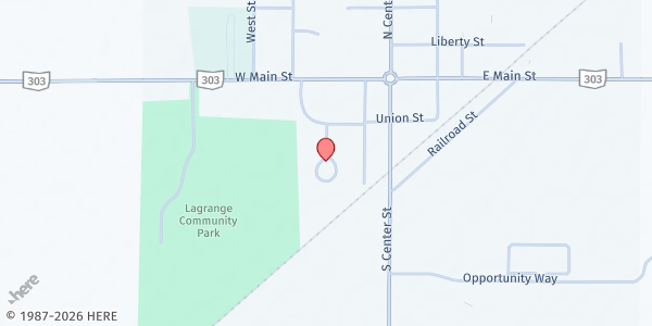 Map showing LaGrange Lions Community Food Pantry at 240 Glendale Street, Lagrange, OH